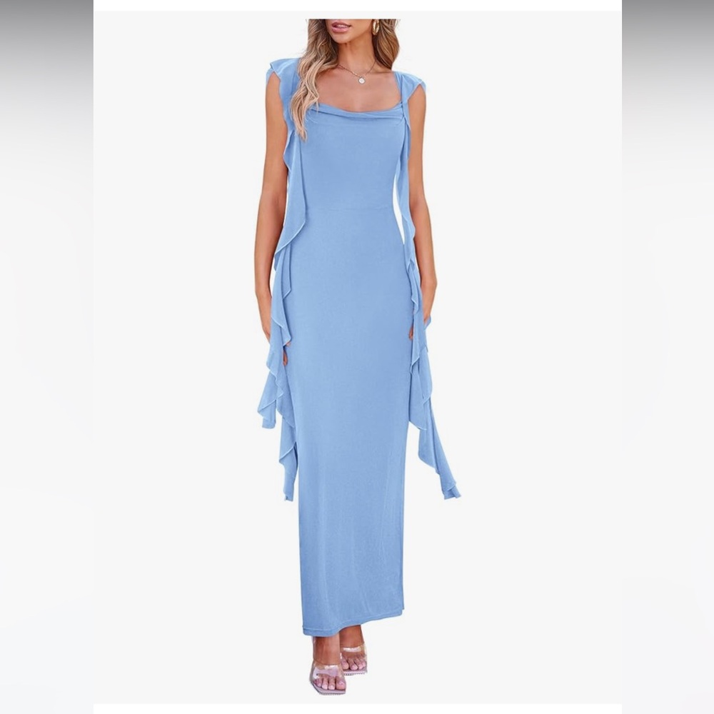 PrettyGarden Blue Sleeveless Maxi Dress